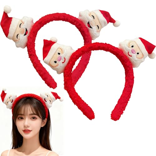 Christmas Headband Cute Santa Claus Headbands for Women Smiling Santa Claus Costume Hair Accessories Winter Christmas Head Bands Fashion Holiday Hairbands Xmas Fashion Accessories for Women 2 Pack