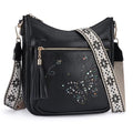 KITEVIUN Medium Crossbody Bags for Women Trendy, Women's Butterfly Shoulder Handbags with Tassel - color: 007-black