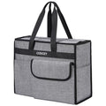 Large Utility Tote Bag with Reinforced Bottom, Waterproof Multi Pockets Beach Tote Bag for Travel, Work, School - color: Grey