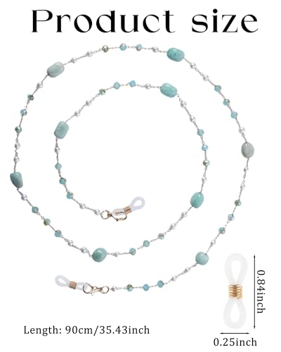 Bohemia Glasses Chain for Women - Boho Sunglasses Holders Around Neck Eyeglasses Charms for Eyewear Retainer Strap - color: Blue