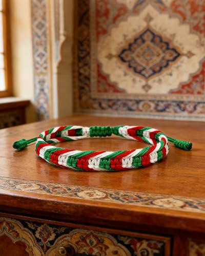 Iran Bracelet for Men Women Country Flag Color Wrist Wrap Bracelet Boho Green White and Red Patriotic String Thread Bracelets Iranian Protection and Lucky Jewelry Accessories - color: A2：iran bracelet