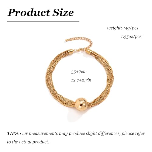 Chunky Chain Necklaces Women Statement Collar Necklace Gold Flat Snake Chain Choker Ribbed Design for Party, Dress Jewelry Gifts - color: B3:Gold Necklace