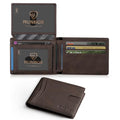 RUNBOX Wallet for Men -Slim Rfid Leather Mens Bifold Novelty Wallets 2 ID Window With Gift Box Men's Accessories | Slim - color: CH DARK BROWN