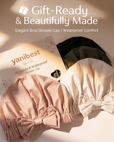 Yanibest Shower Cap Reusable Waterproof, Wide Elastic Band Bath Cap - Comfortable & Durable Bath Hair Hat for Women - color: Peachy Pink