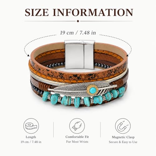 Long tiantian Western Turquoise Beaded Bracelet Set for Women Stackable Cowgirl Bracelets Boho Concho Jewelry Country Concert Rodeo Outfit Accessories Gifts - color: B4:western bracelets
