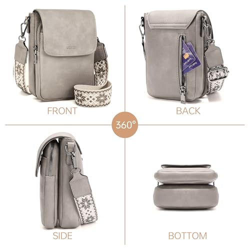 GEMIU Small Crossbody Bags for Women Cell Phone Purse Crossbody Wallet Purses with Card Slots - color: Light Grey