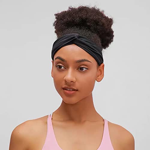 Artilady 6 Pack Wide Boho Headbands for Women - Soft Yoga Elastic Hair Bands for Girls Workout Running Sport Headwrap Non-slip Breathable (Ebony) - color: 6pcs Ebony