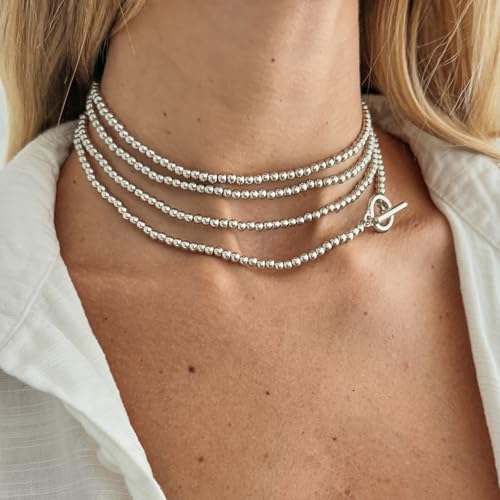 Statement Long Necklaces for Women Vintage Layered Beaded Long Chain Necklaces Boho Y Shaped Tassel Long Pearl Necklace Statement Bead Necklace Jewelry Gift for Women - style: Silver OT
