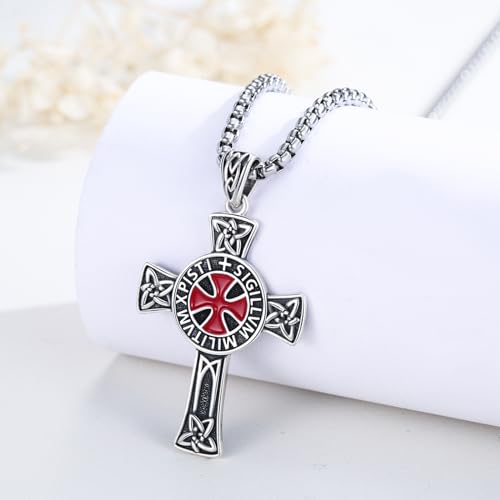Cross Necklace 925 Sterling Silver Turquoise Christian Pendant Religious Cross Jewelry Christmas Gifts for Women Men - style: Templar Cross
