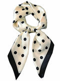 Silky Scarf for Women Lightweight Satin Bandanas Neck Hair Wrap For Sleeping Head Scarves 27.5" - color: A02 White Black Point/27.5"