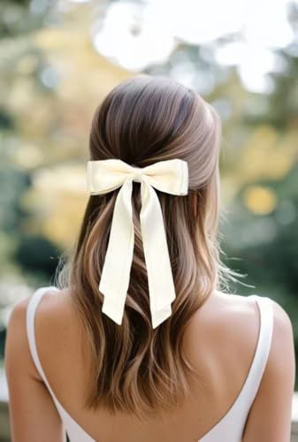 Hair Bows for Women Valentine's Day Bow Clips Cute Ribbons Girls Ribbon Bows BowKnot Barrettes Tassel Bow Clips Fashion Valentine Hair Accessories for Women, Pink & Beige - color: Pink & Beige
