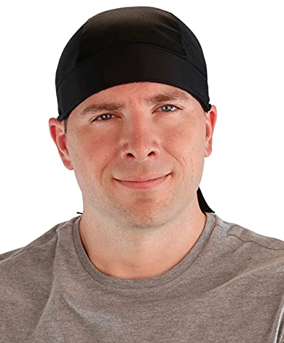 Sparkling EARTH - American Made Skull Caps Doo Rags Do Rag Durag Headwrap Head Wraps Skullies - Made in The USA! - color: Black Wicking Skull Cap