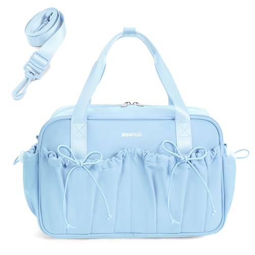 ECOHUB Small Gym Bag for Women, Mini Gym Duffle Bag with Wet Compartment, Bowknot Sports Bag, Cute Gym Tote Bag Dance Yoga Workout Travel Bags Light Blue - color: Light Blue