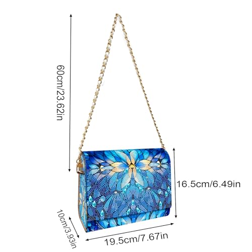 C'eitura Mandala Diamond Art Wooden Clutch Purse with Chain, 5D DIY Rhinestone Shoulder Bag Kit, Boho Festival Wallet for Women, Handmade Craft Project, Unique Gift Idea - color: SKB202