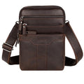 Leather Messenger Bag for Men, Small Leather Sling Shoulder Bag Messenger Pack for Men, Man Purse - color: Dark Coffee