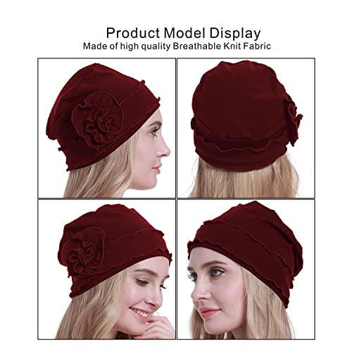 osvyo Chemo Headwear Turban Cap for Women - Cancer Beanie Hair Loss Sealed Packaging - color: Cotton-cherry