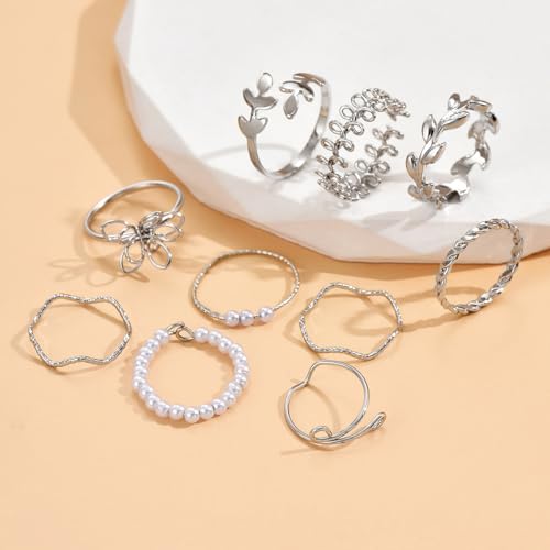 Gold Stackable Rings Set Moon Star Design Adjustable Rings for Everyday Wear Mid FingerPinky Ring Trendy Jewelry Gifts - color: H1