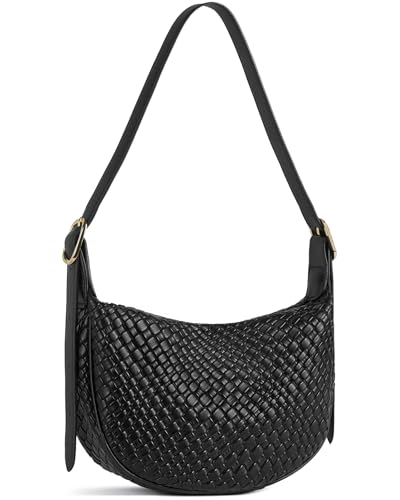 BOSTANTEN Purses for Women Crescent Crossbody Bag Vegan Leather Shoulder Hobo Handbag Adjustable Strap - color: Small Black