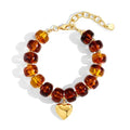 Chunky Beaded Bracelets for Women Boho Multicolor Acrylic Resin Beads Bracelet Adjustable Statement Bracelet Summer Beaded Jewelry - color: Heart beads bracelet-brown