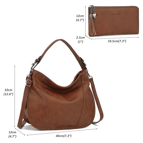 TANTOMI Hobo Bags Purses for Women, Women's Crossbody Handbags and Shoulder Bag, Multi-Pocket Large Hobo Purse - color: Brown