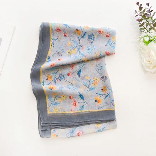 MINIDORA Lightweight Scarves for Women Elegant Floral Pattern Scarf Shawls Sunscreen Head Shawls - color: Style 12-grey