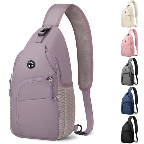 Pritent Crossbody Bags for Women Man, Waterproof Sling Bag Backpack Trendy Casual Cross Body Bags with Convertible Shoulder Strap Chest Bag for Camping Hiking Travel Essentials (Purple, Medium) - color: Purple, size: Medium
