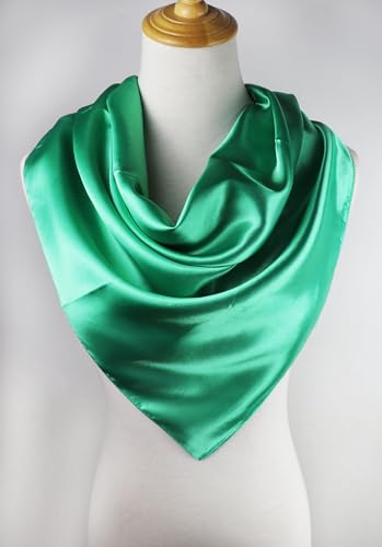 vabovin Satin Head Scarf for Women Solid Color, 35×35 in | Silk Feel Neckerchief, Hair Scarf, Fashion Bandana, Headscarf, Headband, Hair Wrap Sleeping, Daily Fashion Styling - color: 234 Turquoise Green