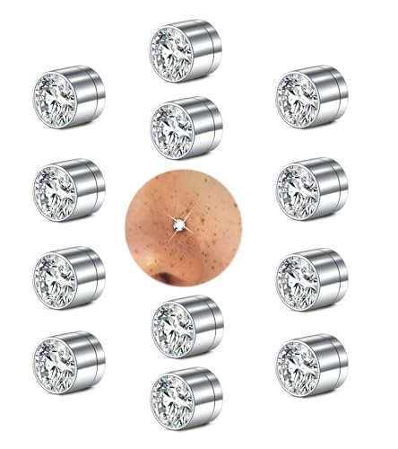 MODRSA Fake Nose Stud Fake Nose Ring Stud Fake Nose Piercing Fake Lip Ring Fake Earrings Stud Silver Gold Fake Cartilage Helix Earring Clip on Earring Hoop Fake Eyebrow Ring Fake Bridge Piercing - color: B2-fake stud - silver