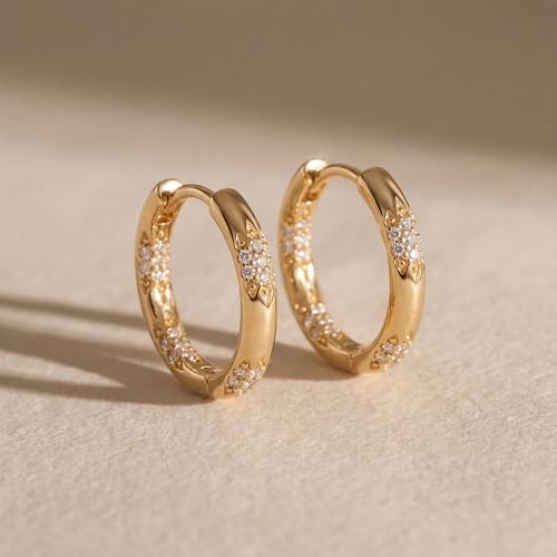 MYEARS Women Earrings Gold Huggie Hoop 14K Small Simple Hypoallergenic Everyday Jewelry - style: Flower