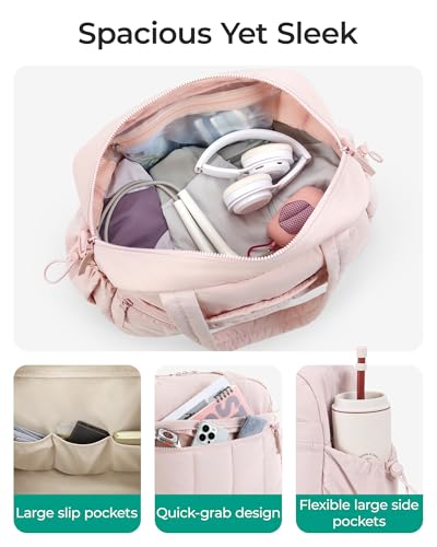 BAGSMART Gym Bag for Women, Duffle Bag for Travel with Wet Pocket, Lightweight Carry on Weekender Duffel, Water Resistant - color: Coral Pink, size: Medium