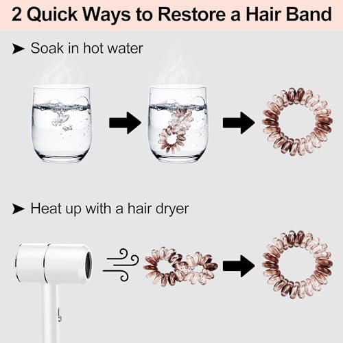 JessLab Spiral Hair Ties, 20 Pcs Traceless Phone Cord Hair Ties No Crease Spiral Bracelet Plastic Coil Ponytail Holders No-Damage Headband Hair Accessory for Girls Women Ladies Gift, Mix Color 1 - color: Mix Color 1