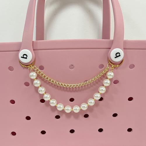 Pearls Charm for Bogg Bag, Accessories for Rubber Beach Bag Tote Handbag Crossbody Shoulder Bag Decoration, With Metal Buckle