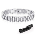 MPRAINBOW 2pcs 18K Gold Plated Chain Link Bracelet, Stainless Steel Crystal Friendship Bracelets Bangle,Watch Band Chains Wristband Jewelry with Adjust Tool - color: Silver-18cm