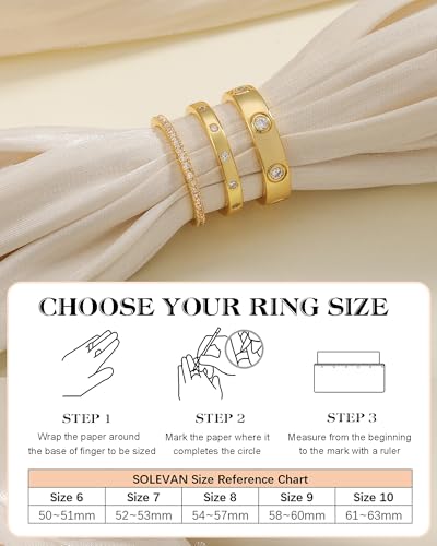 Silver Gold Rings for Women Non Tarnish 14K Gold Plated Stackable Rings for Women Stacking Thumb Pinky Eternity Cubic Zirconia Engagement Wedding Band Ring Set Woman Jewelry 1.5mm 2.5mm 5mm - color: C-Gold Love Rings