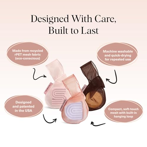 Kitsch Bar Soap Saver Pouch – Patented Mesh Soap Bag for Shampoo and Conditioner Bars, Extends Use & Prevents Soggy Mess, Recycled Beauty Bar Bag, Eco-Friendly - 3pc Set, Blush, Terracotta & Chocolate - color: Blush, Terracotta & Chocolate