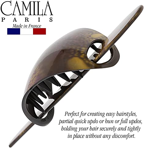 Camila Paris CP3242 French Hair Bun Holder Cover Cap Hair Updo, Brown, Hair Pin Thru, Strong Hold Grip Hair Clips for Women, No Slip and Durable Styling Girls Hair Accessories, Made in France - color: Brown