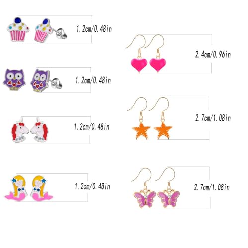 33 Pairs Stainless Steel Cartoon Earrings for Girls - Hypoallergenic Colorful Stud Earing Set, Mix & Match Cute Earring for Teens, Kids, Doll Dressup Accessories - style: Style E