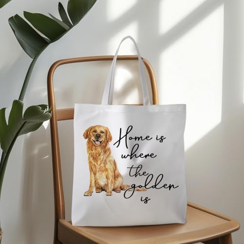Preppy Animal Tote Bag, Pet Canvas Tote Bag, Reusable Grocery Shopping Shoulder Bags - color: Golden Retriever Dog