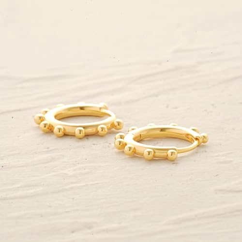 MYEARS Women Earrings Gold Huggie Hoop 14K Small Simple Hypoallergenic Everyday Jewelry - style: Bead Ten
