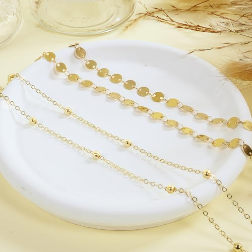 14K Gold Plated Waist Chain for Women, 2Pcs Adjustable Pearl Beads Body Chain, Sexy Layered Summer Beach Bikini Belly Jewelry Accessories - style: Satellite&Sequins