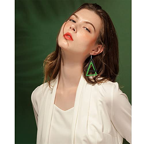 ANXIN Boho Personality Retro Tassel Rectangular Wooden Contrasting colors Earrings Chic Green Temperament Geometric Earrings Jewelry Gifts For Women - color: Black Green Wooden Earrings