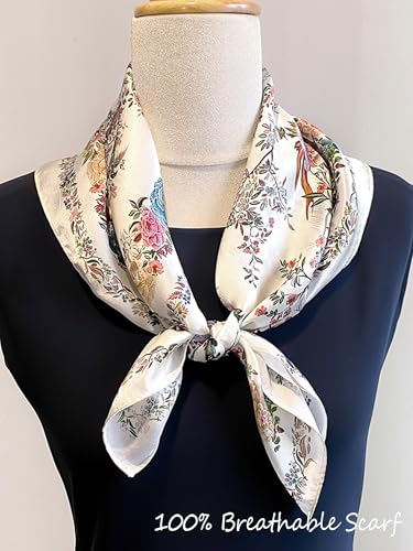 Silky Scarf for Women Lightweight Satin Bandanas Neck Hair Wrap For Sleeping Head Scarves 27.5" - color: A18 Colorful Floral/27.5"