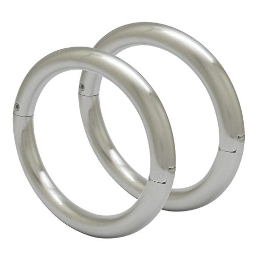 Stainless steel lockable cuff bracelets with removable O ring - color: Brushed Silver, size: 70MM X 60MM