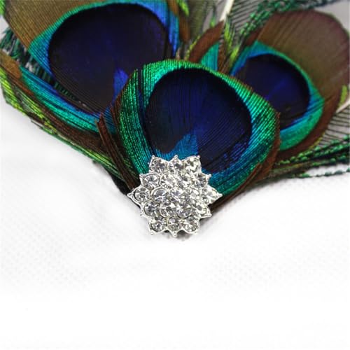 Fascinator Peacock Feather Hair Clips Flapper Headband Art Deco 20's Accessories for Women - color: Feather 01green