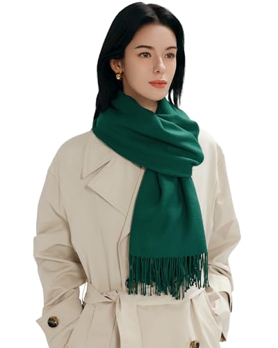 maamgic Women's Winter Scarf Soft Warm Scarf for Women Cozy Shawl Wraps for Women Lightweight Pashmina Style Wrap - color: Solid Dark Green