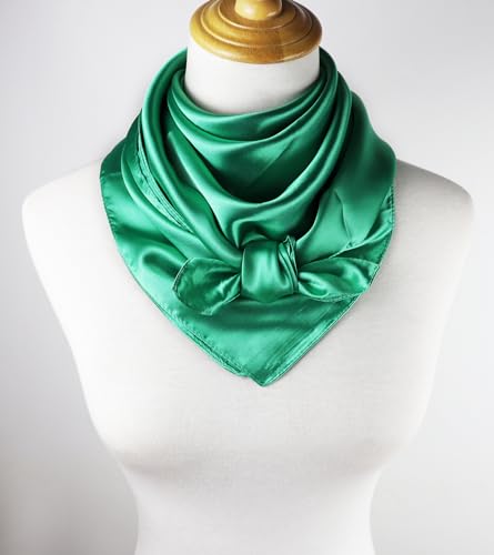 vabovin Satin Head Scarf for Women Solid Color, 35×35 in | Silk Feel Neckerchief, Hair Scarf, Fashion Bandana, Headscarf, Headband, Hair Wrap Sleeping, Daily Fashion Styling - color: 234 Turquoise Green