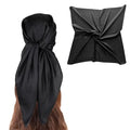 35” Satin Large Square Head Scarves-Like Silk Satin Scarf for Hair Wrapping at Night Bandana Square Scarf for Sleeping - color: Jacquard-black