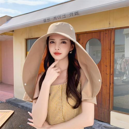 Sun Hats for Women Sun Protection Wide Brim Shawl with Neck Flap Hiking Visor Hat Outdoor Summer Beach - color: Pink