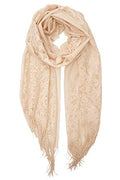 YOUR SMILE Ladies/Women's Lightweight Solid Color Fringe Lace Tassels Long Shawl Scarf For Spring Summer Fall - color: Beige