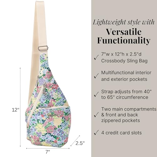 Baggallini Mini Sling - 12x7 Sling Crossbody Bag Backpack with Adjustable Shoulder Strap - color: Meadow Print
